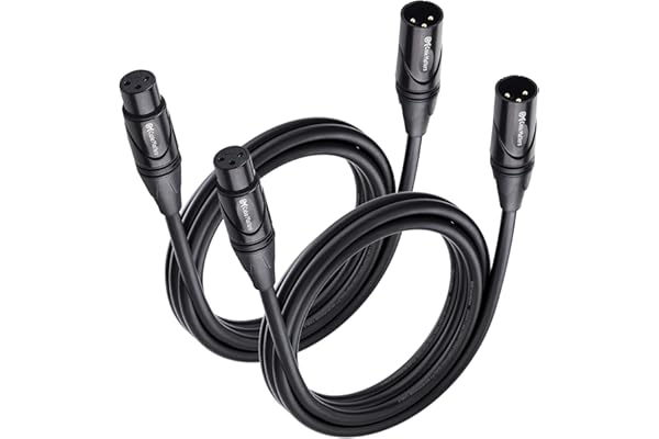 Cable Matters 2-Pack Premium XLR to XLR Cables, XLR Microphone Cable 6 Feet, Oxygen-Free Copper (OFC) XLR Male to Female Cord, Mic Cord, XLR Speaker Cables, Black