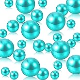 Luerbi 200 PCS Teal Vase Fillers, Pearls Bead for Centerpieces Vases, 10/14/20 MM No Hole Beads, Fake Pearls for Wedding Birthday Anniversary Theme Party Table Centerpieces Decor