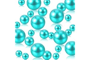 Luerbi 200 PCS Sky Blue Vase Fillers, Pearls Bead for Centerpieces Vases, 10/14/20 MM No Hole Beads, Fake Pearls for Wedding Birthday Anniversary Theme Party Table Centerpieces Decor