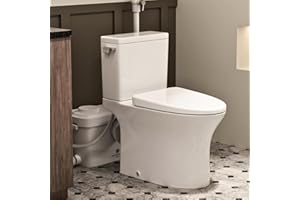 MaceratingFlo Skirted 600W Upflush Toilet for Basement, Comfortable Elongated Bowl, 1.28 GPF Tornado Flush Macerator Toilet with 30ft Powerful Pump, 3 Water Inlets for Bathroom Sewage