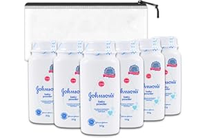 TOEAH Travel Size Baby Powder for Babies, Toddlers, and Kids - 6 Pack Bundle of 1.76oz Baby Powder with Travel Bag | Baby Toiletries Supplies