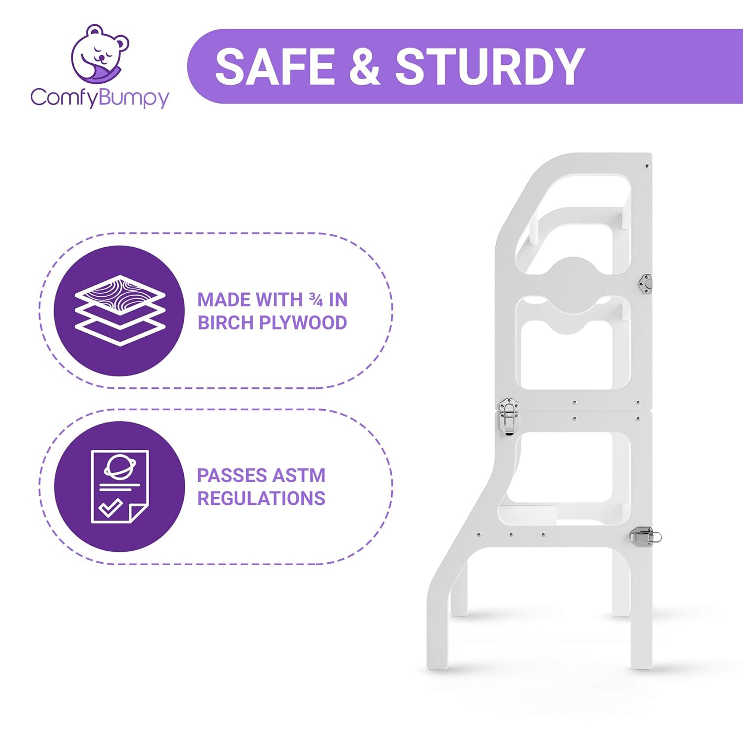 Kitchen Step Stool & Desk for Toddlers - Easy Folding Design Turns Learning Helper Tower for Kitchen Counter Into Table & Chair Set for Little Kids - Safe Convertible Montessori by ComfyBumpy (White) : Baby