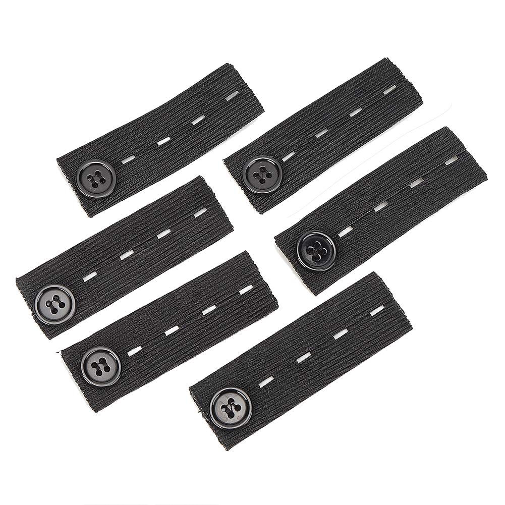 GOTOTOP 6 Pieces Belt Extension Buckle Maternity Pants Adjustable Extender Elastic Band Pregnancy Belt Black and White Belly Belt (Black)