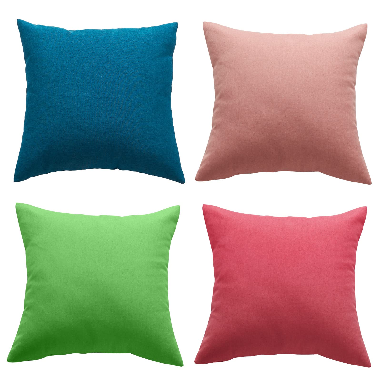 Outdoor Waterproof Cushion Cover, Pack of 4 Throw Pillow Covers Waterproof Garden Cushion Case Linen Square Pillow Cases for Patio Tent Balcony Couch Sofa, 18"x18"(45x45cm)
