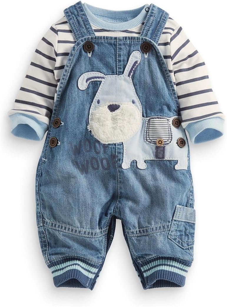 LvYinLiย Cuteย Babyย Boyย Clothes Suitย Toddlerย Boys'ย Striped Long Sleeve T-Shirt+Denimย Overalls Jumpsuit Pantsย Outfits Sets
