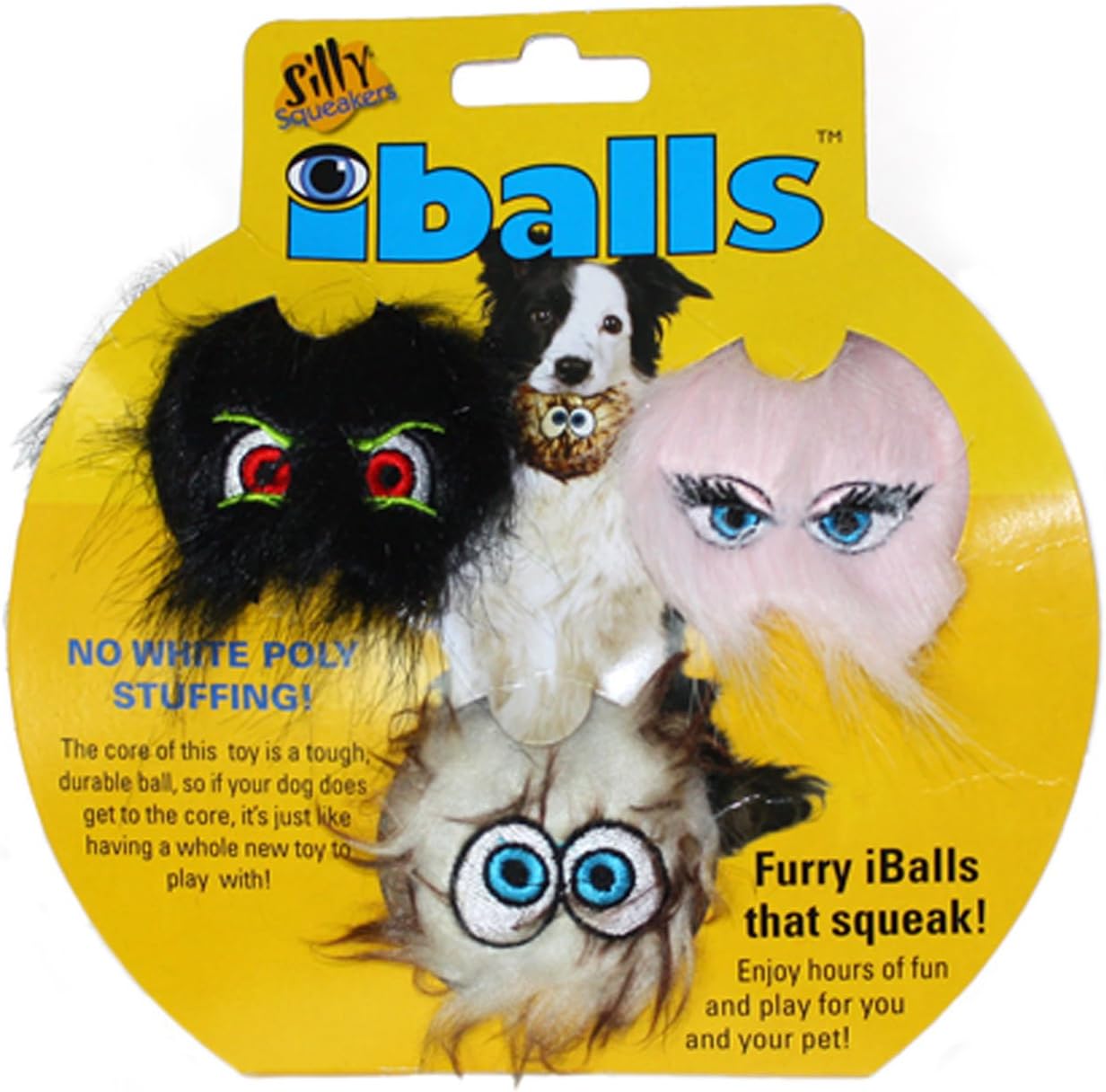 โiball โDog Toy-Black & Pink Combo Pack-Faux FurโPlastic Core โMade Durable-Squeaker -Strong & Tough. (Small 3 Pack, Black, Brown & Pink)