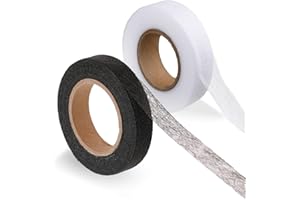 AIYORSE 140 Yards Iron on Hemming Tape, 2 Rolls 0.59 inch Adhesive No Sewing Hem Tape, Stitch Witchery Tape, Iron on Tape for Hemming, Fusible Tape Adhesive Wonder Web for Curtain, Pants, Clothes, Black+White