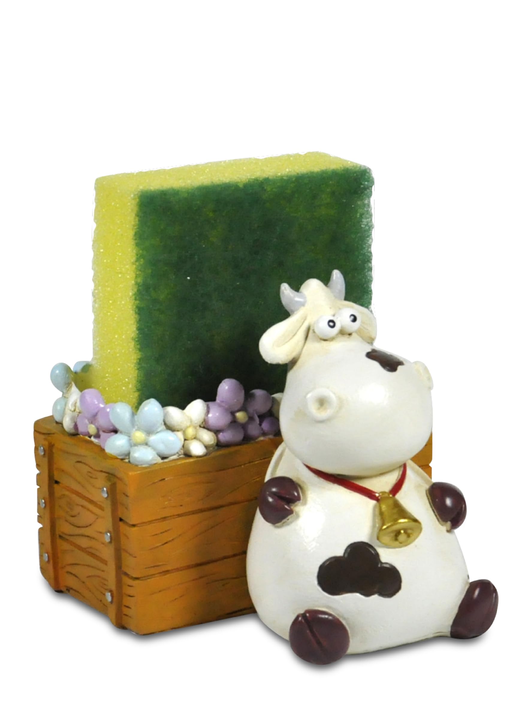 Paolo Chiari Cow Alice Sponge Holder for Kitchen, Marble Resin, Multicoloured