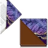 AFYEWKC Cute Leather Bookmarks, Fun Triangle Making Corner Bookmark, Book Accessories for Reading Book Lovers, Unbreakable Page Markers for Women Men Luxury Purple Marble