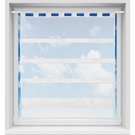 Bistrogardine in transparent mit Raffoptik, einfarbige und lichtdurchlässige Voile-Scheibengardine mit Schlaufe, in vielen ve