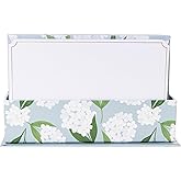Graphique All Occasion Flat Notes, Pack of 50 Blank Index Cards with Envelopes & Decorative Storage Box, Thick Cardstock Stationary Gift, White Hydrangeas, 5.625” x 3.5”