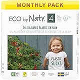 Eco by Naty Baby Diapers, Size 4, 156 Ct, Plant-based with 0% Oil Plastic on Skin, One Month Supply
