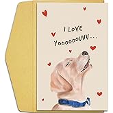 Qiliji Cute Dog Valentines Day Card for Men Women, Dog Barking I Love You Card, Anniversary Card for for Dog Mom or Dog Dad, Puppy Birthday Card for Dog Lover