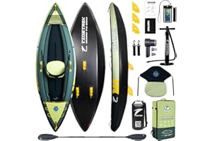 TIDETREK Inflatable Touring Kayak 1-Person & 2-Person with Waterproof Seat & Full Accessory Kit, Lightweight Recreational Kay