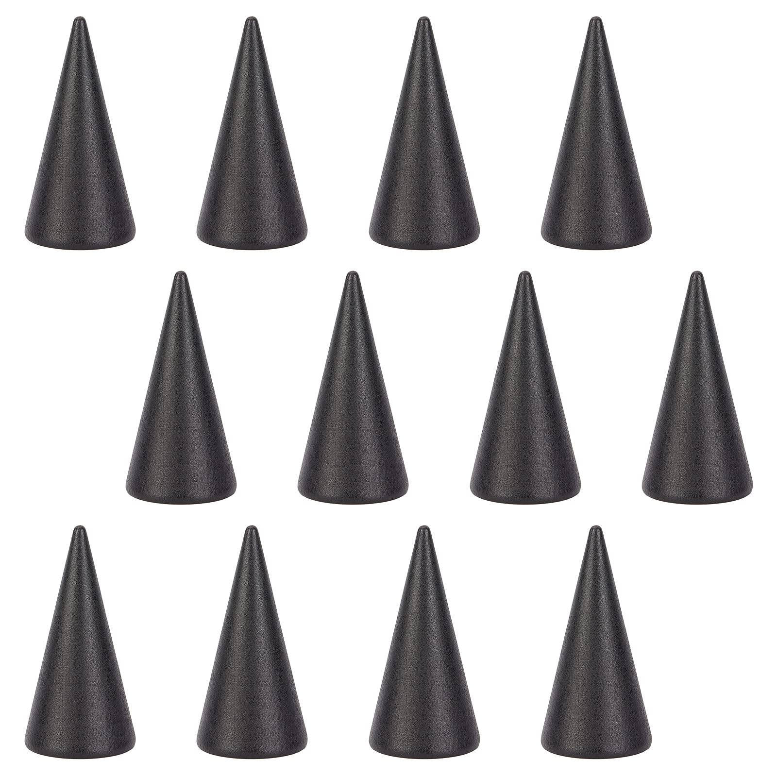 nbeads 12 Pcs Black Wooden Ring Display Jewelry Display Cone Shaped Finger Ring Holder for Ring Jewelry Exhibition