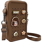 Elecbae CANDY Small Crossbody Bag with Charms Cell Phone Purse Wallet with Adjustable Strap (Brown)