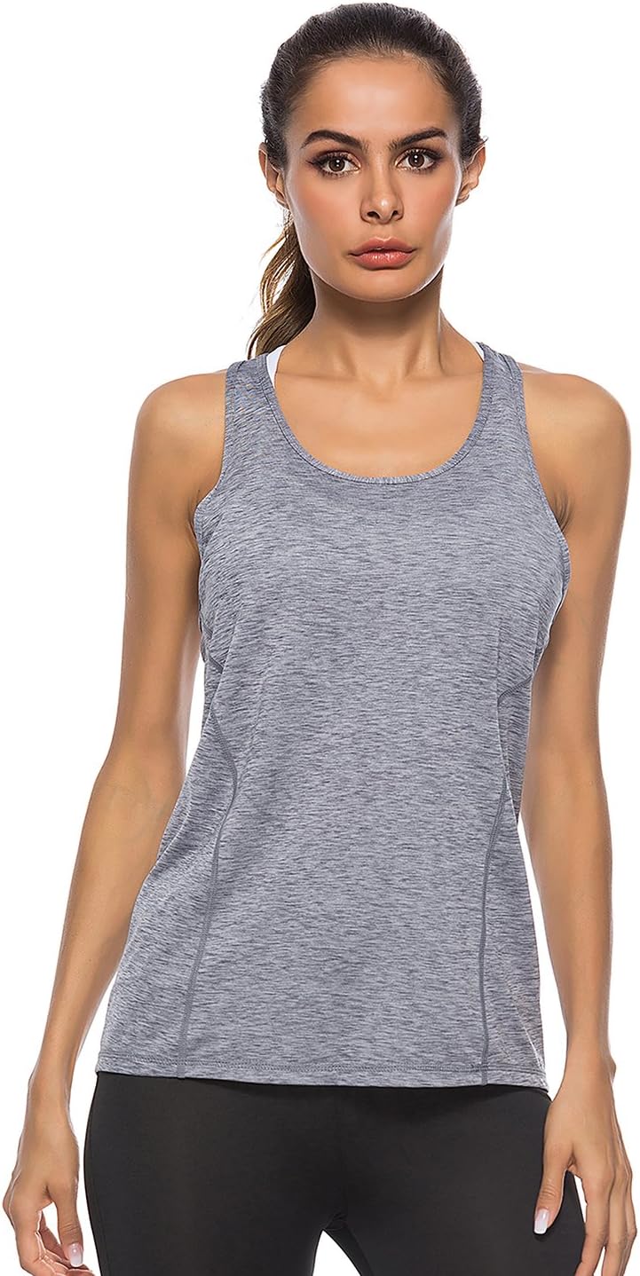 MMIW COLLECTION Workout Racerback Tank Tops for Women Sport Running Yoga Tops Sleeveless Shirts
