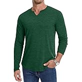 Leafsay Men's Long Sleeve T-Shirt Casual V-Neck Basic Stylish Stretch Tee Shirts