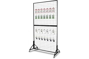 NectaCol 1 Pack 3'x 6' Two-Double Gridwall Panel Display Racks with Sturdy T-Base, Black Grid Wall Panels Display Stand, Display Rack Craft Show, Art Display Stand