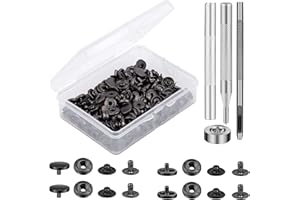 TLKKUE 50 Sets Leather Snap Fasteners Kit 10mm Black Metal Snap Buttons kit Stainless Steel with 4pcs Snap Fastener Installation Tools for Sewing Clothing, Bracelets, Jackets, Bags Belt, DIY Crafts