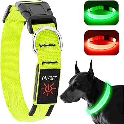 KOSKILL Light Up Dog Collar USB Rechargeable Waterproof Green M