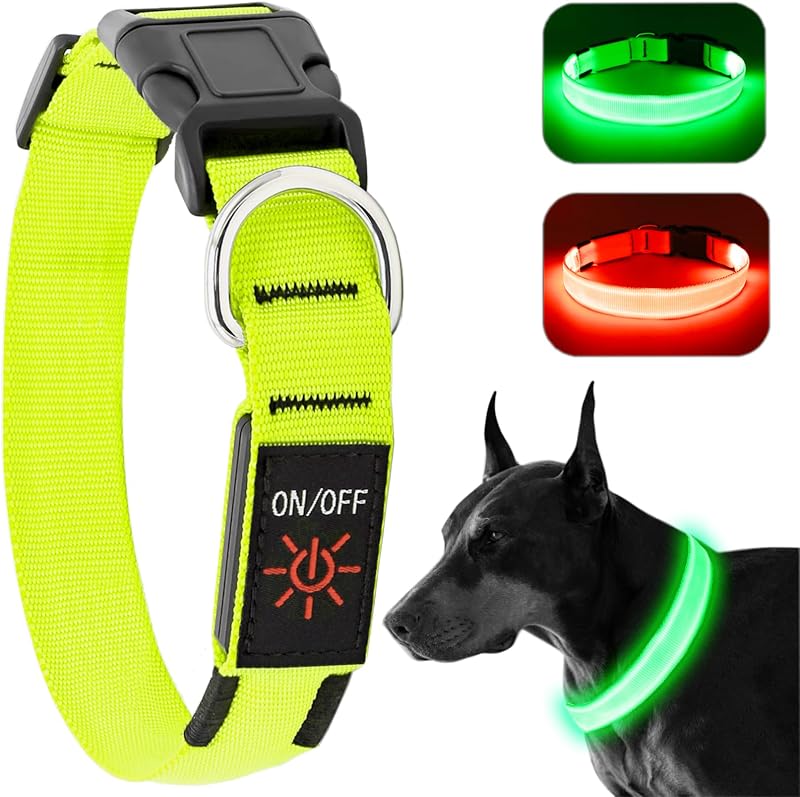 KOSKILL Light Up Dog Collar USB Rechargeable Waterproof Green M