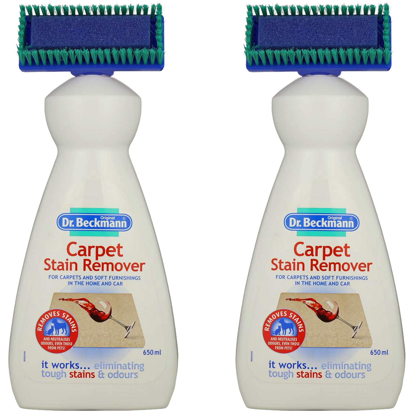 Dr Beckmann Carpet Stain Remover with Cleaning Brush (2 x 650ml)