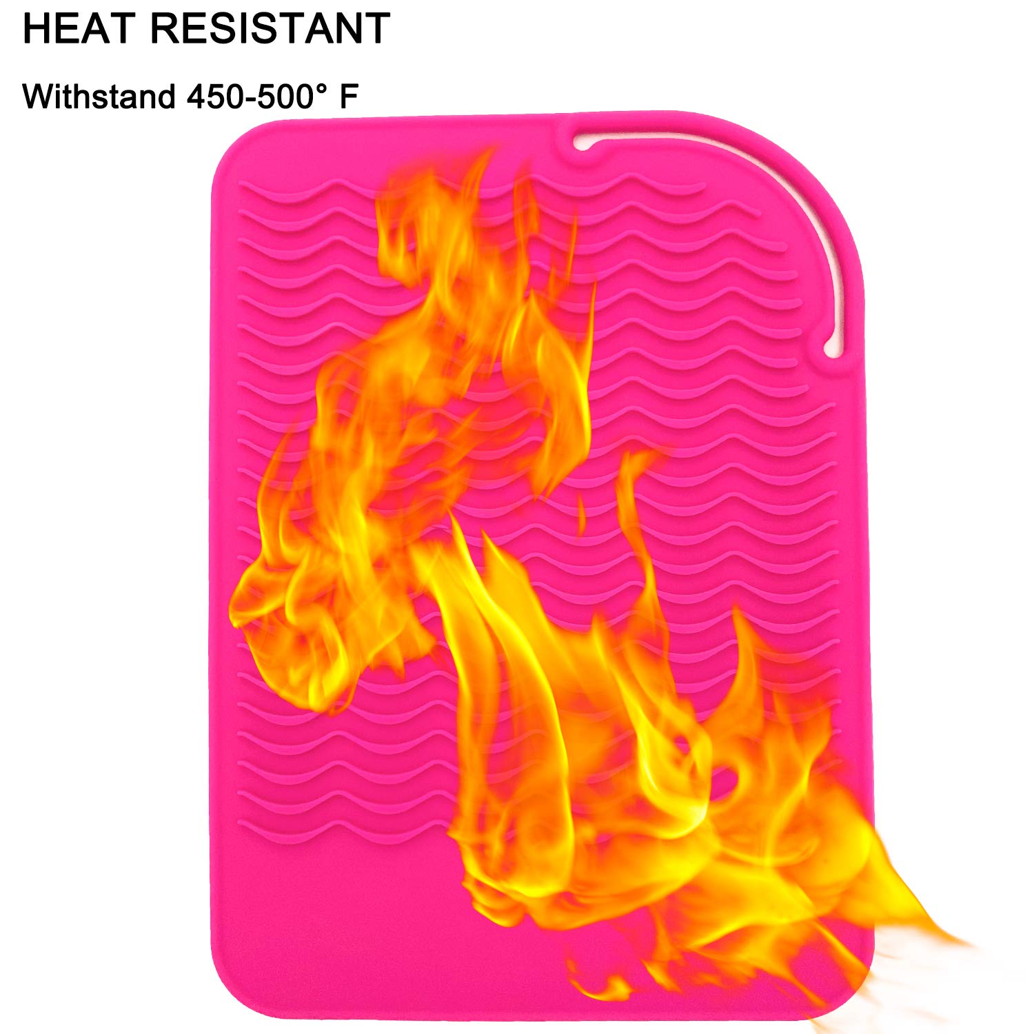Heat Resistant Mat for Curling Irons, Hair Straightener, Flat Irons and Hair Styling Tools 9" x 6.5", Food Grade Silicone, Pink: Beauty