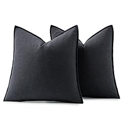 MIULEE Decorative Linen Euro Sham Pillow Covers
