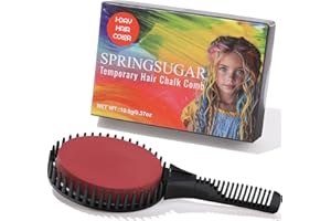 SPRINGSUGAR Red Temporary Hair Chalk Comb, Washable Hair Color Dye for Girls Kids Adults Birthday Halloween Christmas Cosplay Festivals Hair DIY Party