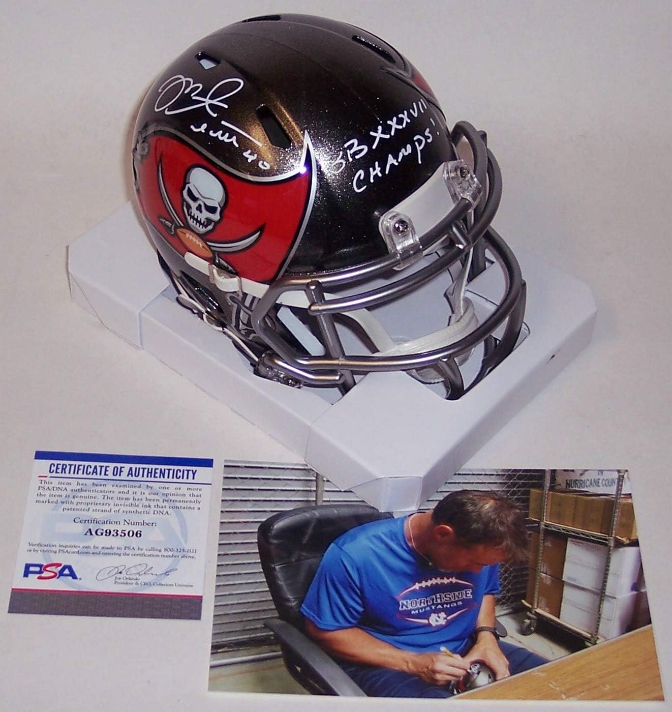 mike alstott signed helmet