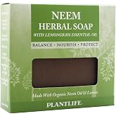 Plantlife Neem Herbal Natural Bar Soap, Handcrafted, Vegan, 4.5 oz | Cold-processed, Castile, moisturizing, natural glycerin, no synthetic fragrance, no dyes, organic botanicals, sensitive skin
