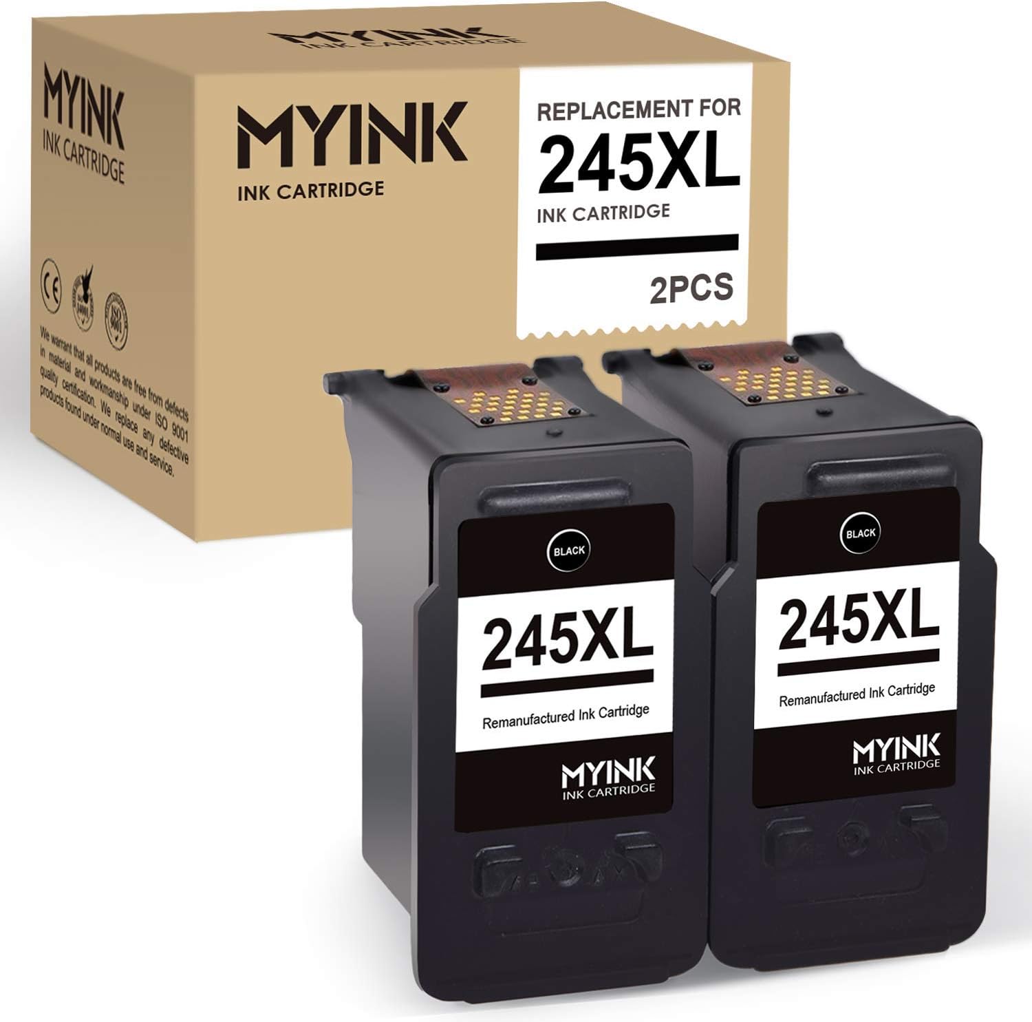 MYINK Remanufactured Ink Cartridge Replacement for Canon 245 245XL PG-245XL 243 (2 Black) use in Pixma TS3122 TS3120 MX492 MX490 MG2420 MG2520 MG2522 MG2924 MG2920 IP2820 Printer