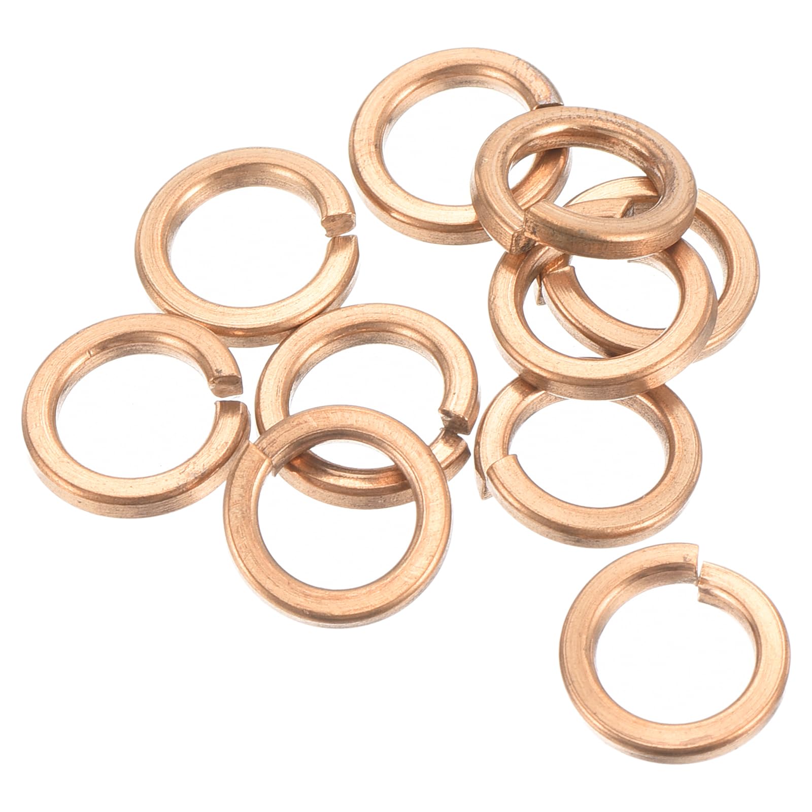 sourcingmap 10pcs 8mm Inner Dia Brass Split Lock Spring Washer Gasket Gold Tone