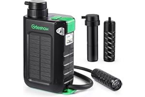Greeshow Electric Portable Water Filter with Reusable 0.01 Micron Filter for Camping, Hiking, Survival with 3000mAh Portable 