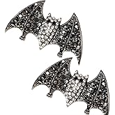 2Pcs Halloween Rhinestone Black Hair Clips for Women and Girls Black Horror Gem Crystal Gorgeous Barrette Hairpin (Bat)