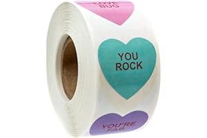 SBLABELS Valentine Candy Hearts Stickers / 500 Valentine's Day Labels / 1 1/8" Heart Envelope Seals
