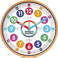 Homotte Kids Wall Clock for Bedroom, 10 Inch Round Multi-Colored ...