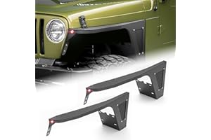 YZONA for Wrangler TJ LJ Flat Front Fender Flares Compatible with 1997-2006 Jeep Wrangler TJ & 2004-2006 Jeep LJ 2PCS Off-Road Heavy Duty Steel Durable Wheel Fenders Textured Black
