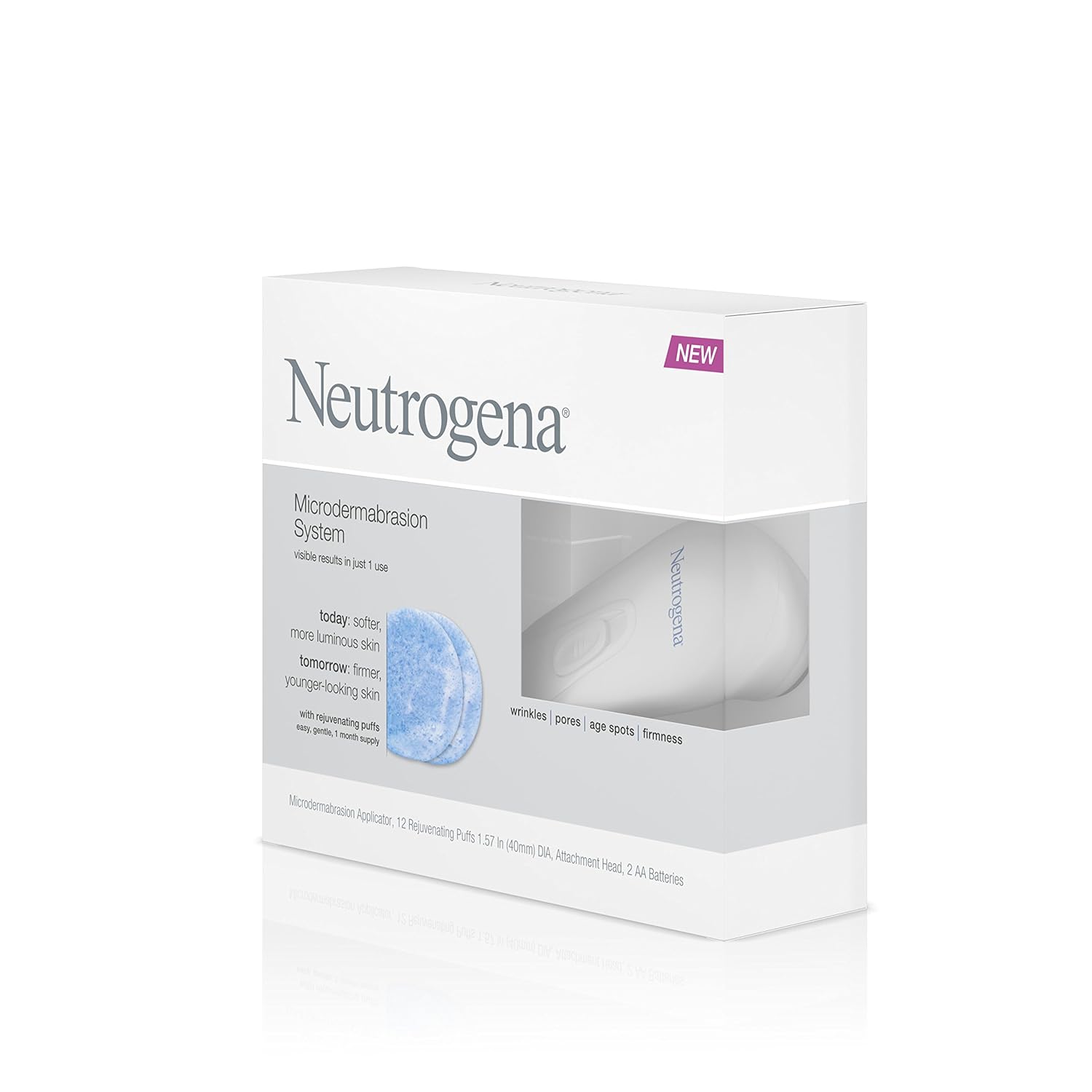 Neutrogena Microdermabrasion Starter Kit – At home microdermabrasion machine - Skin Exfoliator with Glycerin - Skin Firming, Pore Minimizer, Age Spot Remover- 1 month supply, 1 ct: Beauty