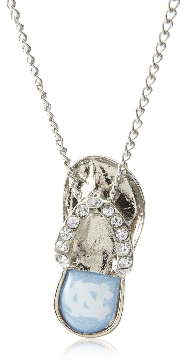 NCAA North Carolina Tar Heels Crystal Flip Flop Necklace