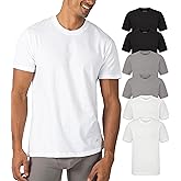 Skechers Men's Classic Fit Crew Neck Undershirts – Tag-Free, Lightweight, Moisture-Wicking Cotton Blend T-Shirts, 6 Pack Set