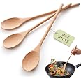 HANSGO Wooden Spoons for Cooking, 12 Inch Long Handle Mixing Spoons, 3 PCS | Wooden Kitchen Utensils for Baking, Tasting, Sti
