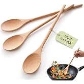 HANSGO Wooden Spoons for Cooking, 12 Inch Long Handle Mixing Spoons, 3 PCS | Wooden Kitchen Utensils for Baking, Tasting, Sti