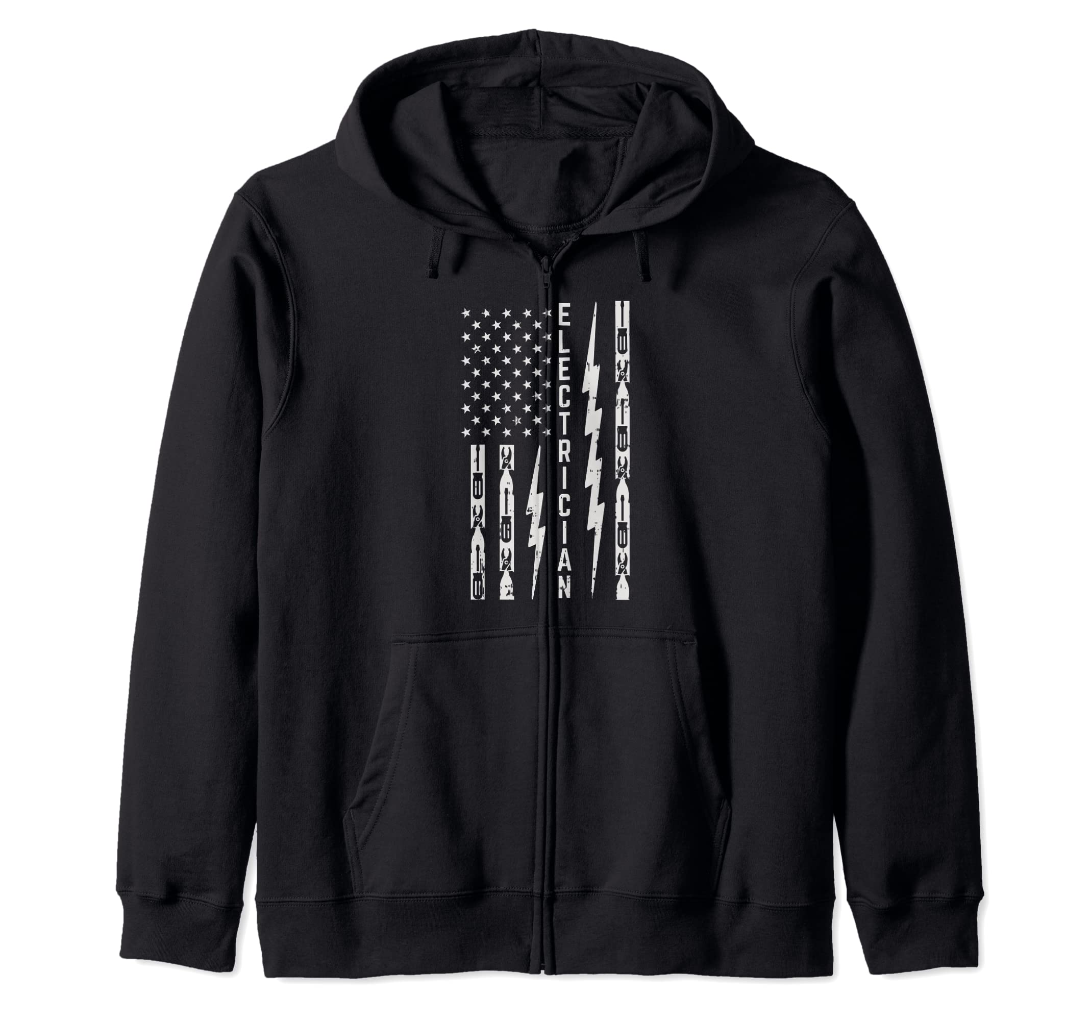 Electrician Tools, Flash & American Flag - Funny Electrician Zip Hoodie
