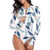 Century Star Long Sleeve Swimsuits for Women Rash Guard 2024 Surfing Modest One Piece Full Coverage High Neck Bathing Suit