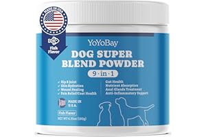 YOYOBAY Supplements for Dogs, Dog Supplements Super Blend Powder 9 in 1, Vitamins for Dog, with Iceland Fish Powder, Support Gut Health, Hip and Joint, Multivitamin Support, 6.35oz, Fish Flavor