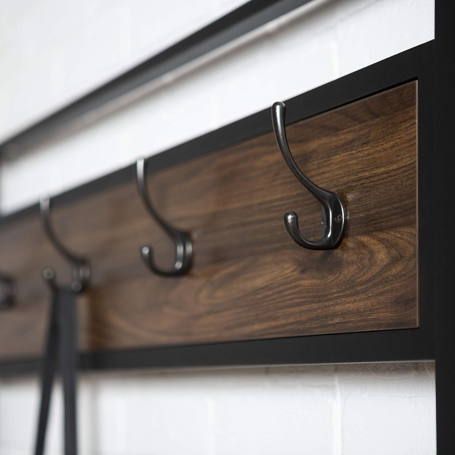 Walker Edison WE Furniture Hall Tree Coat Rack Shoe Bench Entryway organiser 2-Tier Storage Shelf with 7 Hooks - Image 4