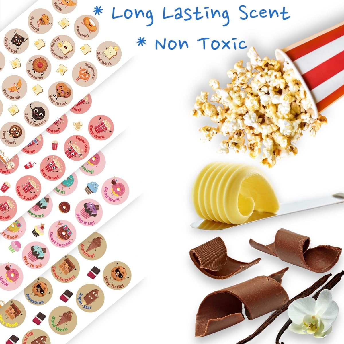 Joyful Artistry Smelly Stickers Scratch and Sniff, 24 Sheets, 12 Different scents, Motivational Reward Stickers for Kids and for Teachers (360)