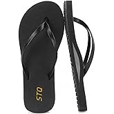 STQ Orthopedic Flip Flops for Women | Arch Support Plantar Fasciitis Relief Slim Summer Beach Thong Sandals Leather Orthotic Flip-Flop Yoga Mat Sole Lightweight Comfortable Walking Non Slip